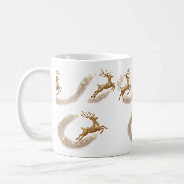 Café Taza de Navidad Reno Dorado (Izquierda)