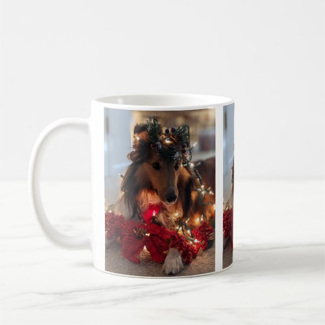 Café Taza de Navidad Sheltie (Izquierda)