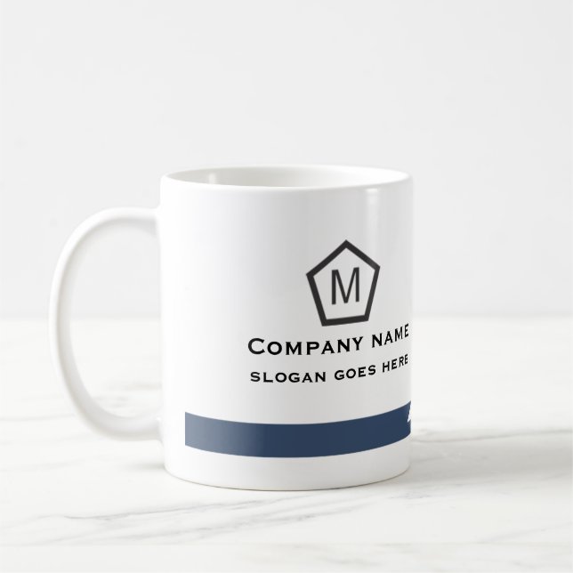Café Taza De Negocios Geométrica Azul Moderna (Izquierda)