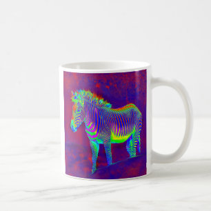 Café taza de neón de la cebra