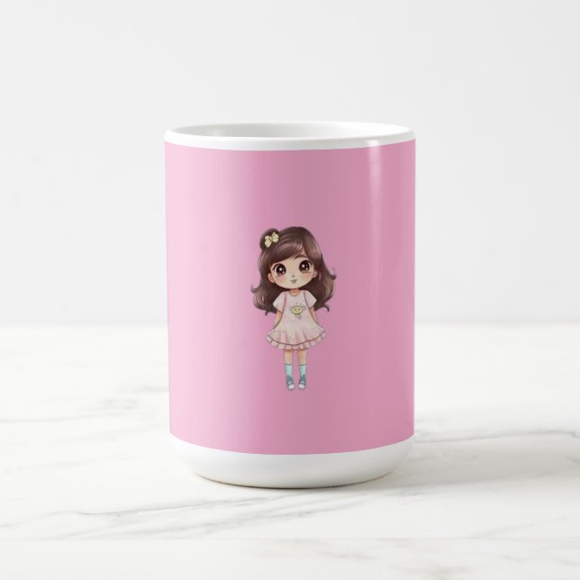 Café Taza de niña Chibi Kawaii linda (Centro)