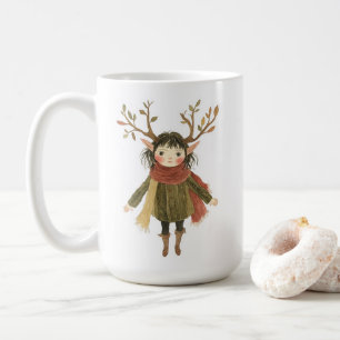 Café Taza de niña hada del bosque mágico de madera
