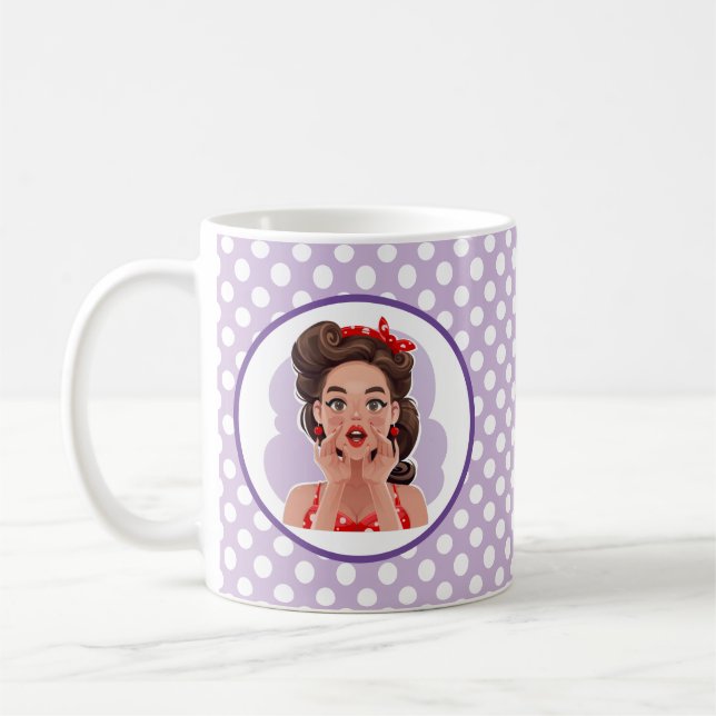 Café Taza de niña retro linda (Izquierda)