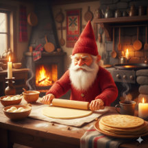 Taza de Nisse noruego de Navidad haciendo Lefse