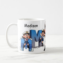Café Taza de Nombre Personalizado Marinero Personaje de