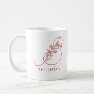 Café Taza de novia monograma floral elegante rosa