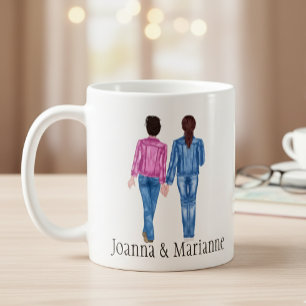 Café Taza de Novia Monograma Nombres de Morena Acuarela