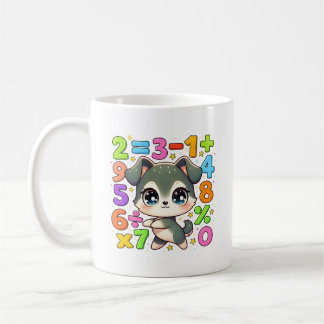 Café Taza de números de cachorro de matemáticas linda p