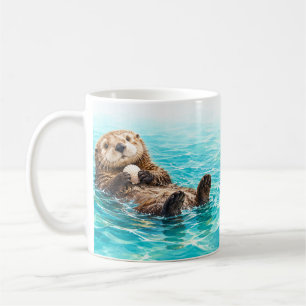 Café Taza de nutrias nadando