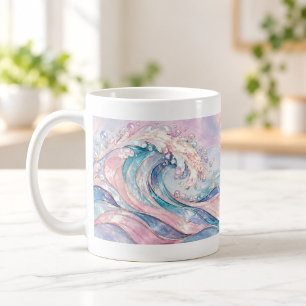 Café Taza de ola abstracta pastel Pearl Tide