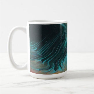 Café Taza de olas del océano de esmeralda oscura