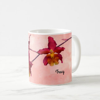 Café Taza de orquídea Cattleya, agregue su nombre