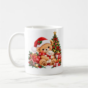 Café Taza de osito de peluche navideño lindo con sombre