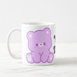 Café Taza de oso de peluche morado pastel sentada kawai