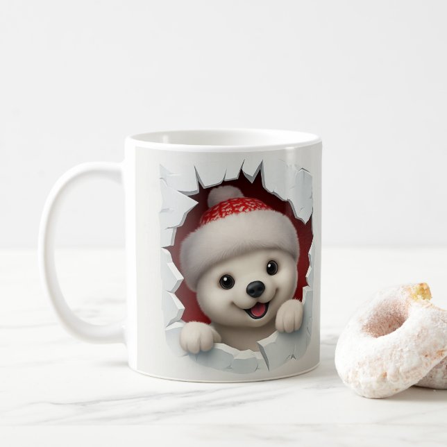 Café Taza de oso polar navideño adorable (Con donut)
