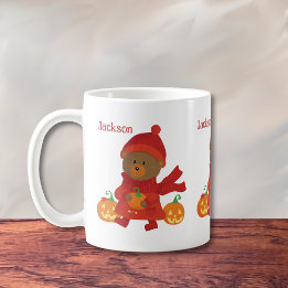 Café Taza De Otoño De Cachorro De Oso Marrón Mono