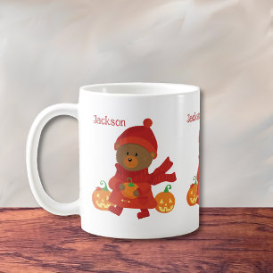 Café Taza De Otoño De Cachorro De Oso Marrón Mono