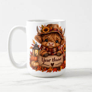 Café Taza de Otoño Personalizada de Vaca de las Highlan