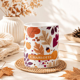 Café Taza de Otoño Personalizada – Hojas de Otoño y Bel