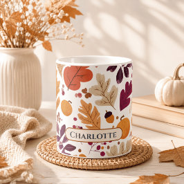 Café Taza de Otoño Personalizada – Hojas de Otoño y Bel