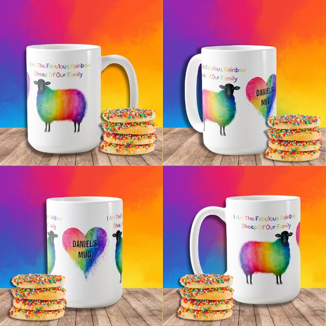 Café Taza de oveja arcoíris LGBTQ personalizada (Subido por el creador)