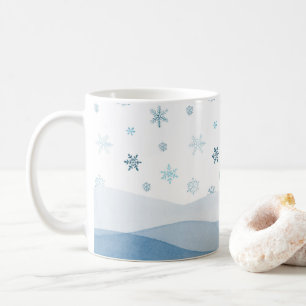 Café Taza de paisaje invernal azul nevado