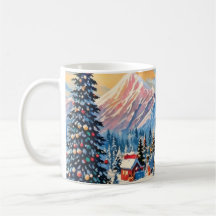 taza de paisaje vintage de navidad