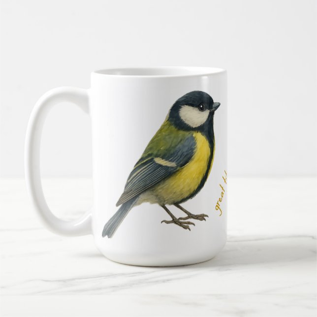 Café Taza de pájaro personalizada de Herrerillo Común (Izquierda)