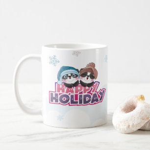Café Taza de panda lindo de vacaciones felices