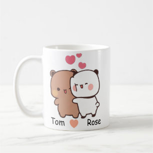 Café Taza de pareja de osito lindo con nombre personali