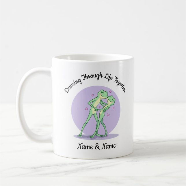Café Taza de pareja de ranas bailarinas personalizada (Izquierda)