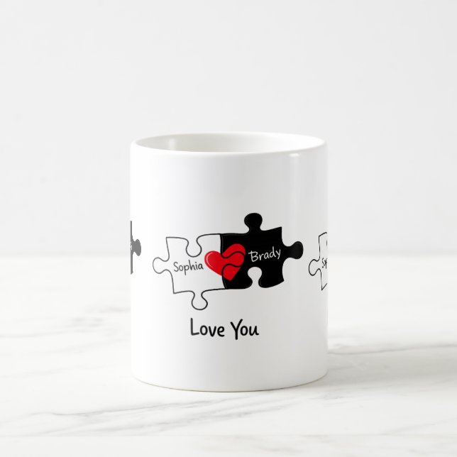 Café Taza de Pareja Rompecabezas Personalizada (Centro)