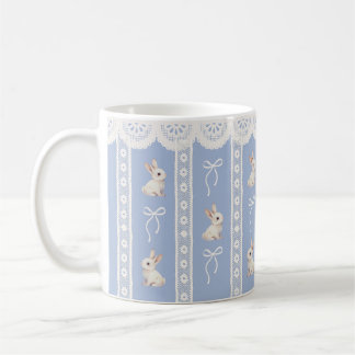 Café Taza de Pascua de conejo de acuarela de encaje Coq