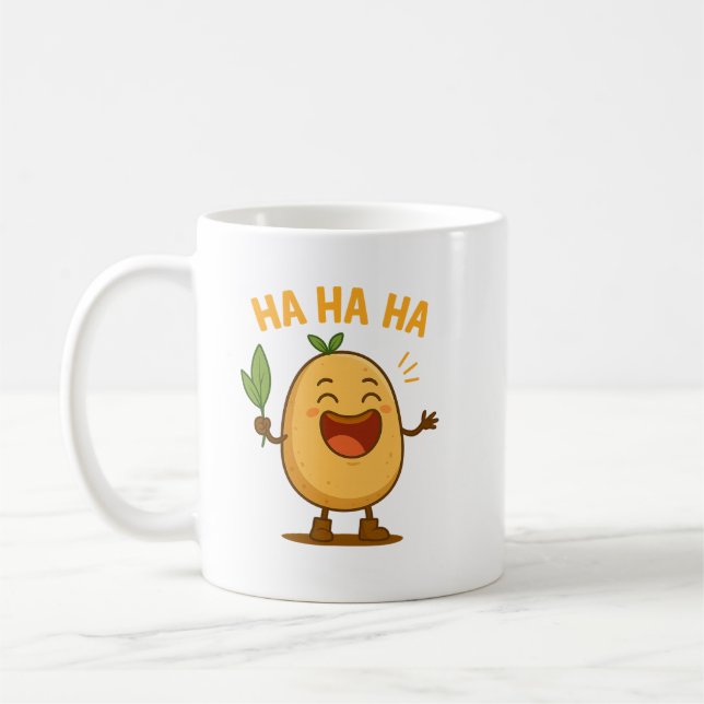 Café Taza de patata riendo divertida (Izquierda)