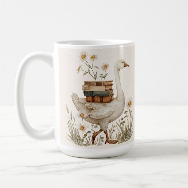 Café Taza de pato, libro y flor | Regalo de texto perso (Izquierda)