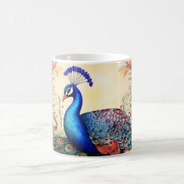 Café Taza de pavo real con monograma personalizado impr