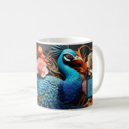 Café Taza de pavo real con monograma personalizado impr