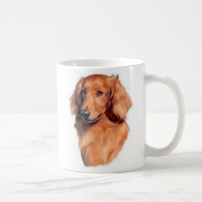 Café Taza de pelo largo del Dachshund (Derecha)