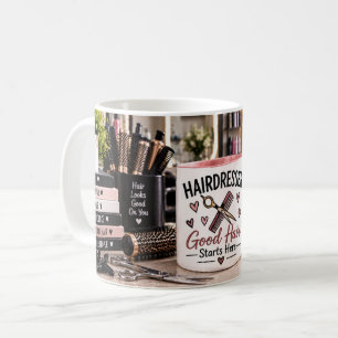 Café Taza de peluquería Buen cabello comienza aquí