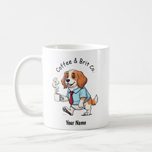 Café Taza de perro Brittany Spaniel divertido traje de  (Izquierda)