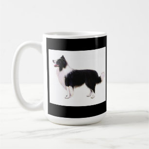 Café Taza de perro cachorro Border Collie negro y blanc