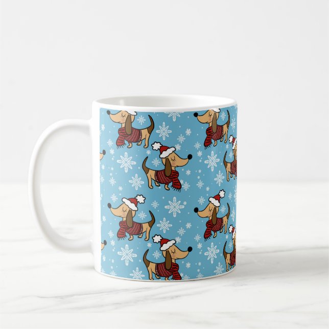 Café Taza de perro Dachshund de invierno (Izquierda)