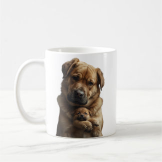 Café Taza de perro grande consuela a cachorro llorando