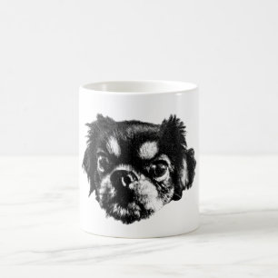 Café Taza de perro pequinés – Arte atrevido en blanco y