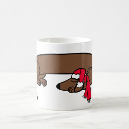 Café Taza de perro salchicha durmiendo en Navidad