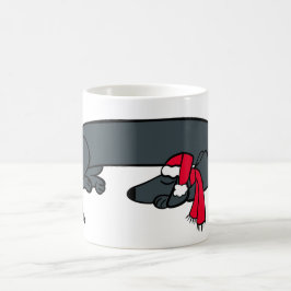 Café Taza de perro salchicha navideño durmiendo