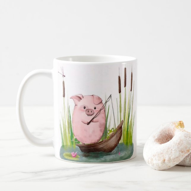 Café Taza de pesca de cerdo caprichosa (Con donut)