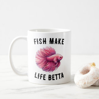 Café Taza de pez betta rosa - Los peces hacen que la vi