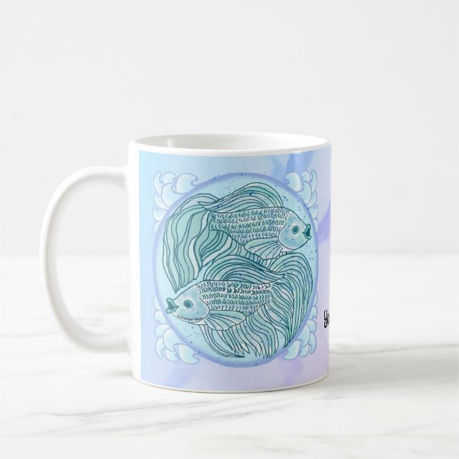 Café Taza de pez koi azul (Izquierda)