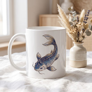 Café Taza de pez koi celestial Luxury Line Art